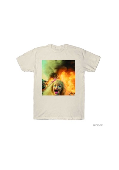 Flood Of Style Komik İğrenç Bebek Yüz Meme T-shirt Erkekler Kadınlar Için % 100% Pamuk T Shirt Kısa Kollu Üs Bej