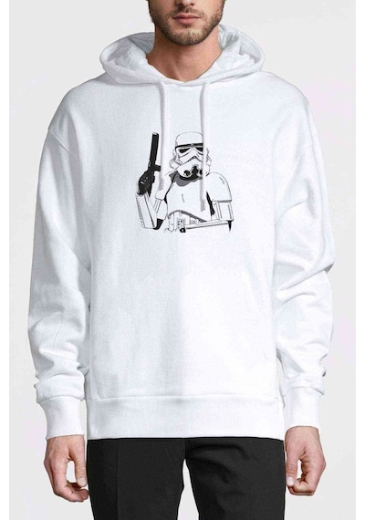 Darth Vader St2 Baskılı Beyaz Erkek Örme Kapşonlu Sweatshirt