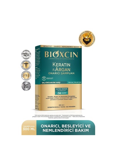 Keratin Onarıcı Bakım Şampuan 300 Ml+keratin Krem 250ml+argan Yağı 150ml+onarıcı Sıvı Yağ 150ml, Cnnbıodort Beyaz