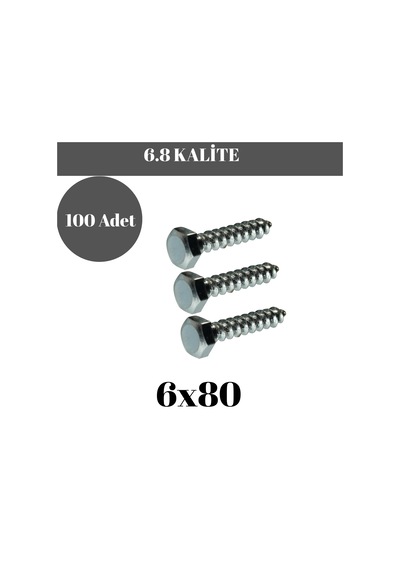 Trifon Vida 6x80 Mm Altı Köşe Anahtar Başlı Vida 100'lü Paket 6 x 80 MM