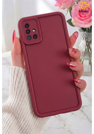 Fibaks Galaxy A51 Uyumlu Kılıf Kamera Korumalı Yumuşak Dokulu Darbe Emici Bordo Silikon Kapak