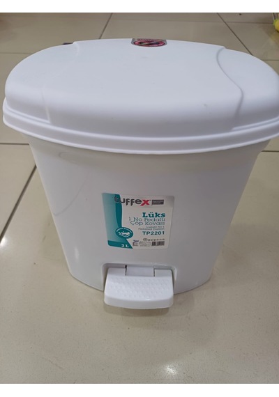 Pedallı 1 No Plastik Çöp Kovası 3 Litre Beyaz