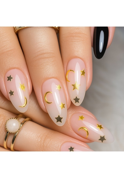 Charm Gökyüzü Mix Altın - Ay Yıldız 3d Nail Art Tırnak Süsü Seti