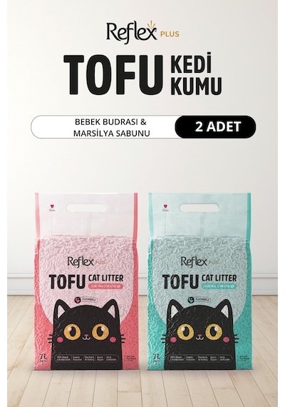 Reflex Plus Bebek Pudrası & Marsilya Sabunu Kokulu Tofu Kedi Kumu 7l X 2 Adet