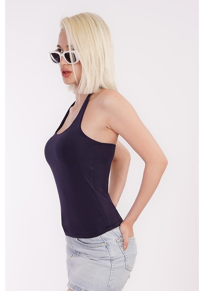 Madmext Lacivert Halter Yaka Boyun Askılı Crop Body Mg2146