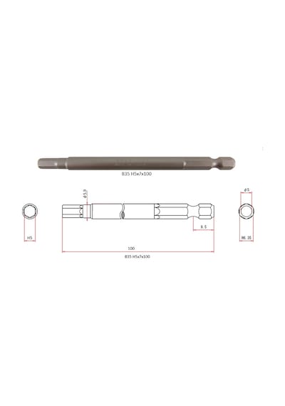 vessel 424089 Allen Bits Uç 5x100 MM