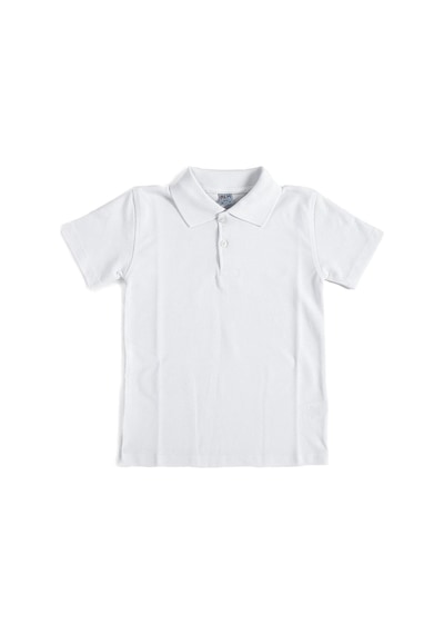 Beyaz Kısa Kol Düz Renk Yakalı 6-17 Yaş Çocuk Okul Lakos Tişört Polo Yaka T-shirt Beyaz