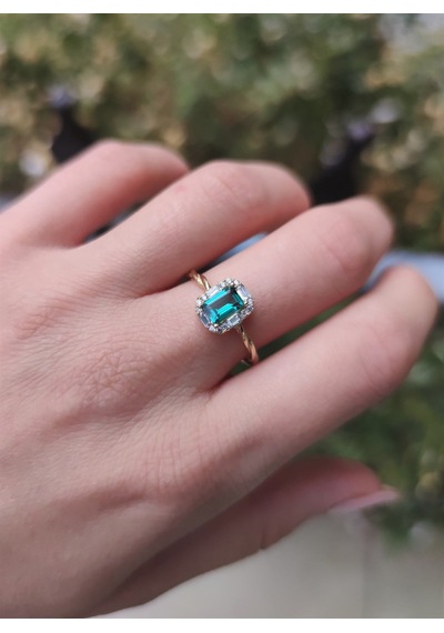 Jena Green Topaz Pırlanta Yüzük Ak-1350