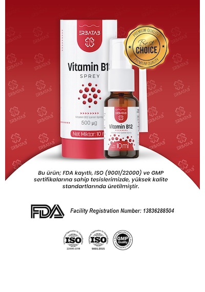 Erbatab Metilkobalamin B12 Sprey 10 Ml