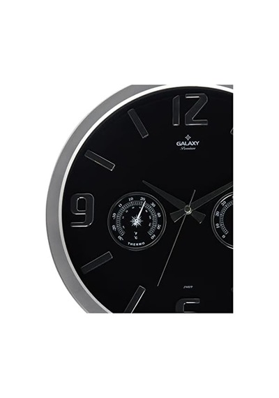 Galaxy 705-bk Termometre Ve Baramotre Özellikli Kabartma Rakamlı Ev Ve Ofis Duvar Saati, 38cm 0240-beyaz-şekilli-48cm