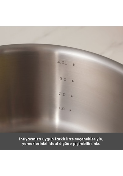 Karaca Power Steel 316+ 3ply Voyager İndüksiyon Tabanlı 8 Parça Çelik Tencere Seti Gümüş