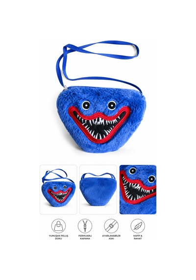 Tmtoysandmore Peluş Çanta Oyuncak Fermuarlı Askılı Mavi