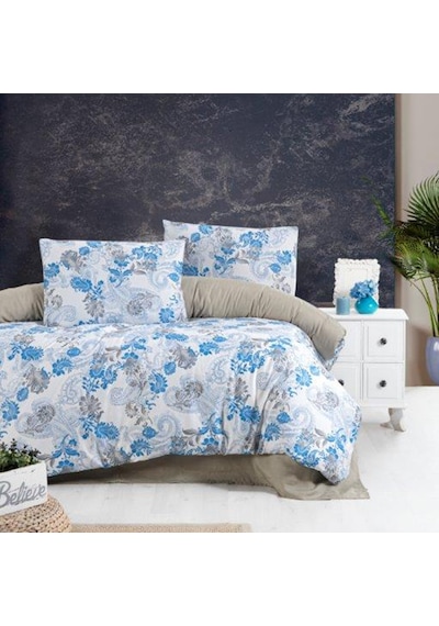Aryıldız Home Exclusive Saten Nevresim Çift Kişilik Camilla Mavi