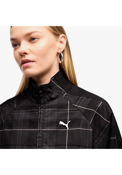 Puma T7 Tartan Woven Kadın Siyah Ceket 636628 Çok Renkli