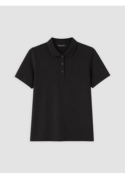 Lcw Comfort Siyah Polo Yaka Kadın Pike Tişört