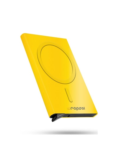 Wrapsol Magsafe Mekanizmalı Kartlık Rfid Korumalı Alüminyum Otomatik Kredi Kartlık Renkli Parlak Saks Mavi Metalik Sarı Metalik Sarı