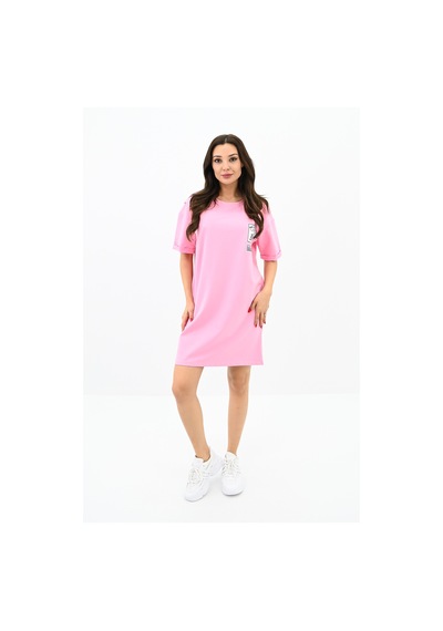 Kadın Baskılı Oversize T-shirt Elbise 5218-24 Renkli
