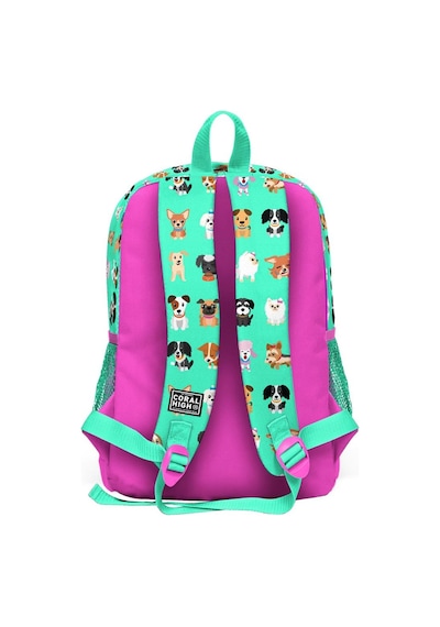 Coral High Kids Su Yeşili Neon Pembe Köpek Desenli 2'li Okul Çanta Seti Set0223465