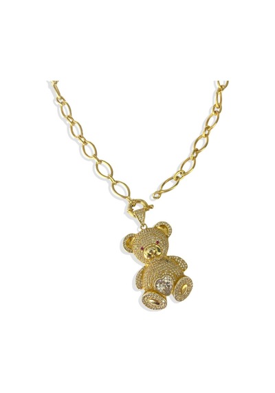 Bear Gold Trend Zincirli Gümüş Kolye Gümüş