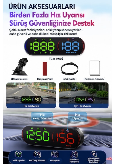 Ally Hud G26 Gps Head Up Display Hud, Dijital Hız Göstergesi
