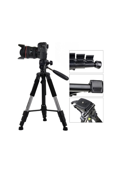 Profesyonel Q111 Taşınabilir 5kg Taşıma Kapasiteli 139,7cm Alüminyum Tripod Gri Belirtilmemiş