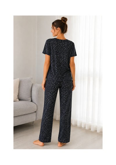 Mixxtrend Kadın Kaşkorse Siyah Çiçekli Pijama Takımı Çok Renkli
