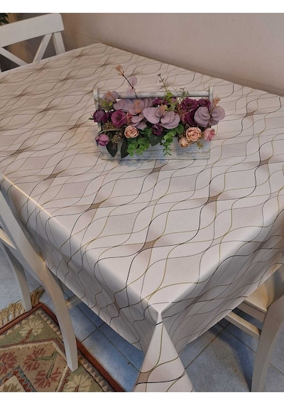 Elyaflı Pvc Masa Örtüsü Modern, Dayanıklı, Silinebilir Ve Şık Görünüm Mrl205 Bej