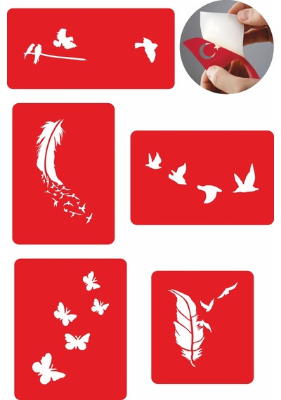 Enhavalı Özgür Kuşlar Geçici Dövme Kına Şablonu 5'li