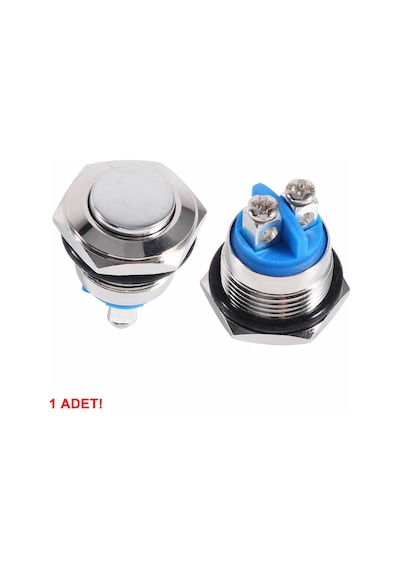 16mm Metal Panel Montaj Yüksek Kafa Push Buton NO DC 6A 12V AC 3A 250V IP67 Su Geçirmez Düğme