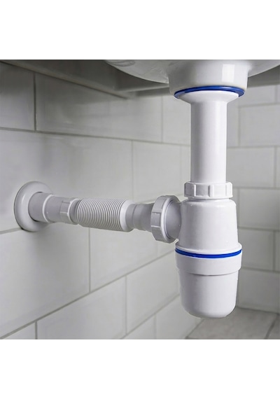 Taslı Ve Körüklü Lavabo Evye Sifonu İnox Paslanmaz Vidalı Süzgeçli Mutfak Banyo Gider Borusu Hortumu