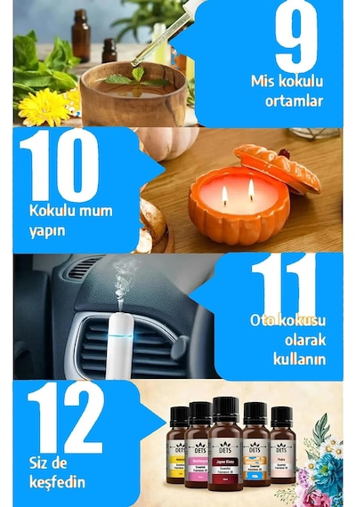 Uçucu Buhurdanlık Yağı Difüzör Esansı, Oda Kokusu, Hava Nemlendirici Kokusu, %100 Doğal Yağlar, 4'lü Set Diğer