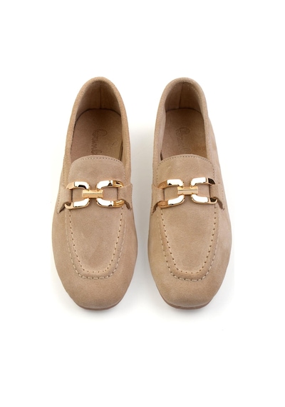 Bambi Vizon Hakiki Deri Kadın Loafer Ayakkabı K01763071002 Vizon