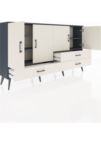 Arges Konsol 5 Raflı 3 Çekmeceli 4 Kapaklı 176x30x99 Antrasit-ayt Antrasit-aytaşı Arges Konsol 5 Raflı 3 Çekmeceli 4 Kapaklı 176x30x99 Antrasit-ayt Antrasit-aytaşı