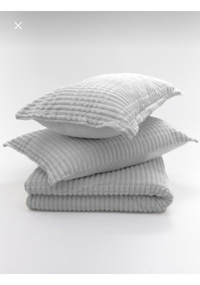 Merinos Modern Line 3 Parça Battaniye Yatak Örtüsü - Gri