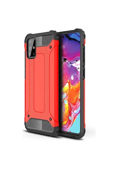 Noktaks - Samsung Galaxy Uyumlu M31s - Kılıf Çift Katman Zırh Tank Crash Military Kapak - Kırmızı
