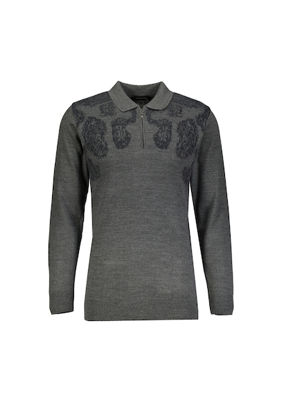 Finesuits Erkek Desenli Yünlü Kazak 2422201024.dsfpyr Koyu Gri