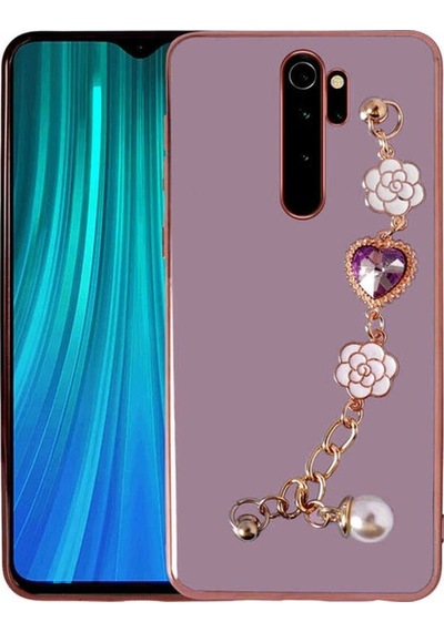 Xiaomi Redmi Note 8 Pro Kılıf El Tutamaçlı Kamera Korumalı Zore Taka Silikon Kapak Mor
