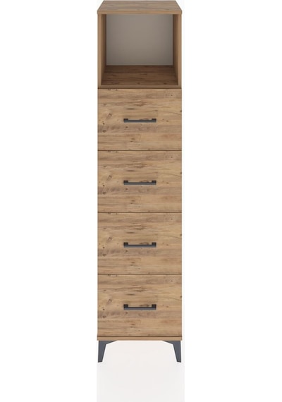 Hyperion Dolap Tek Raflı 4 Çekmeceli 44x44x182 Çam-çam Çam