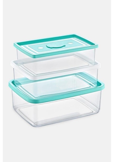 3 Lü Dikdörtgen Erzak Saklama Kabı, Modüler Muhafaza Kutusu 3 Lü Set 750ml,1000ml,1500ml Plastik T Diğer