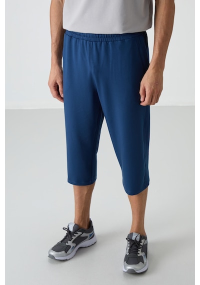Tommy Life Parlament Pamuklu Yumuşak Dokulu Standart Fit Nakışlı Erkek Kapri - 83102 Mavi
