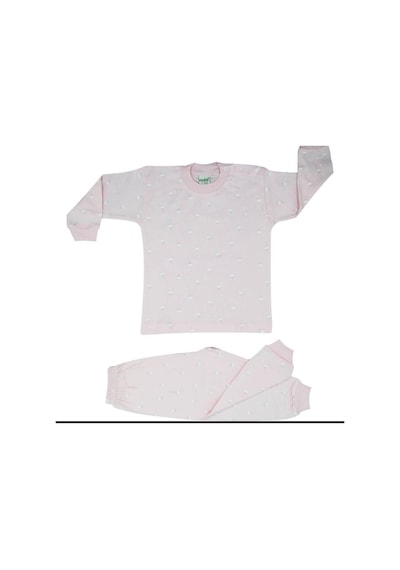 Sebi Bebe Kız / Erkek Bebek Çocuk Pamuklu Önden Çıtçıtlı Bulutlu Pijama Takım-12495-pembe Pembe