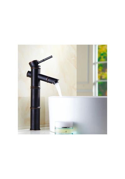 Rena Design Bambu Model Rustik Siyah Antik Lavabo Bataryası Banyo Çanak Musluk Mat Siyah Lavabo Armatür Otantik