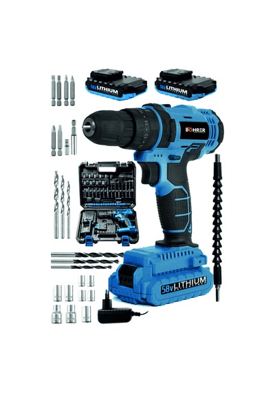 Böhrer Bh-dbl Profesyonel Koffer 58 V 5 Ah Çift Akülü Dark Blue +24 Parça Vidalama Matkap Seti