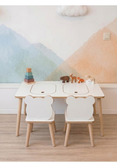 Montessori Çocuk Masası-oyun Masası-aktivite Masası-etkinlik Masası Takımı 2 Panda Sandalye Byzpnd Beyaz Montessori Çocuk Masası-oyun Masası-aktivite Masası-etkinlik Masası Takımı 2 Panda Sandalye Byzpnd Beyaz