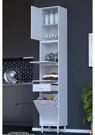Zümra 45 Cm Beyaz Mutfak Dolabı Patates Soğan Saklama Dolabı Çok Amaçlı Kiler Banyo Dolabı 45x226x32 Zümra 45 Cm Beyaz Mutfak Dolabı Patates Soğan Saklama Dolabı Çok Amaçlı Kiler Banyo Dolabı 45x226x32