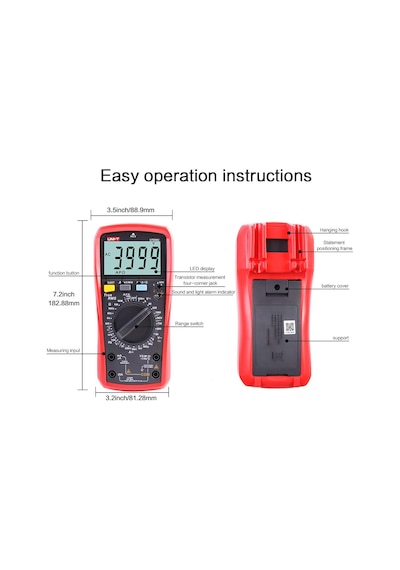Unı-t Ut890c Profesyonel Dijital Multimetre Test Cihazı Voltmetre Ampermetre Ohmmetre Rms 6000 Hesapları Işıklı Lcd İle Polimetre Kapasite Testi Ve Sıcaklık Ölçümü