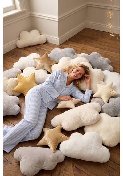 Kadın Gömlek Yaka Uzun Kollu Mavi Pijama Takımı