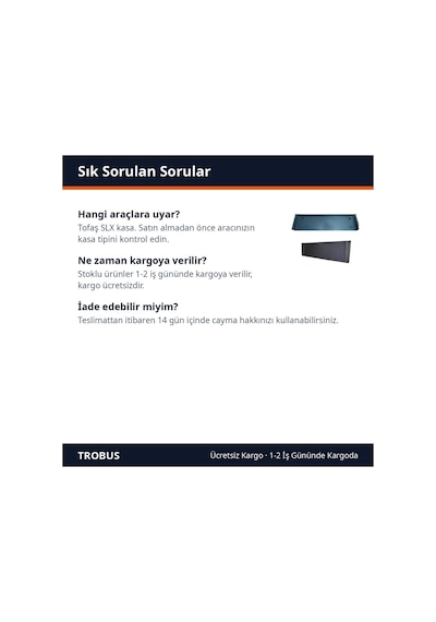 Trobus Tofaş Slx Kasa Uyumlu Plaka Tutucu Ön Tampon  Tip Aparatı