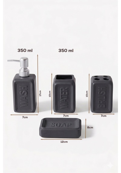 Perotti 13891-3 Well Stoneware 4 Parça Banyo Seti Antrasit