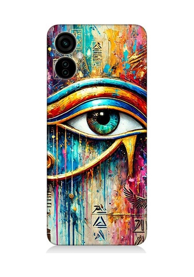 Tecno Camon 19 Neo Uyumlu Soyut Detayda Mavi Göz Ra Desenli Silikon Kılıf Çok Renkli